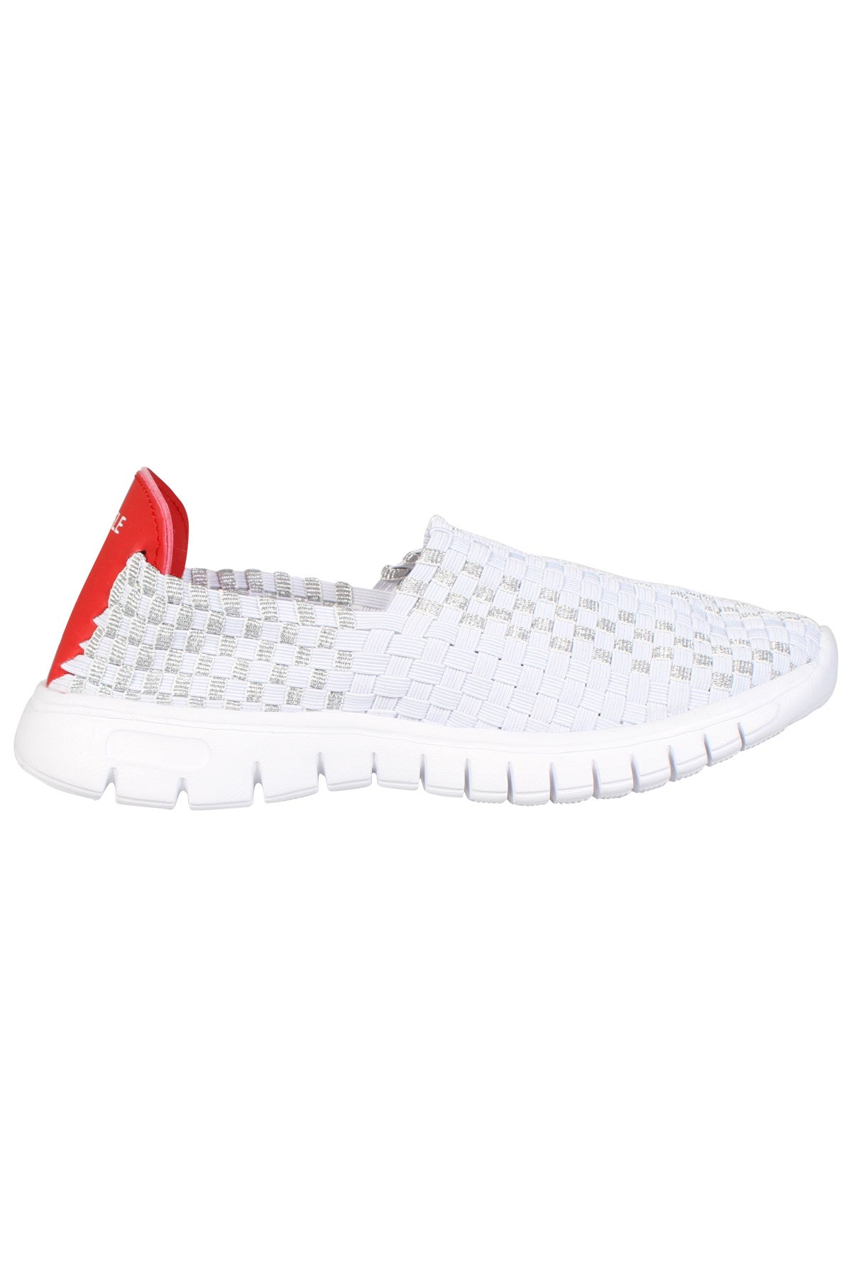 Waffle Pump Womens Casual White Silver Sneakers Comfy Slippers