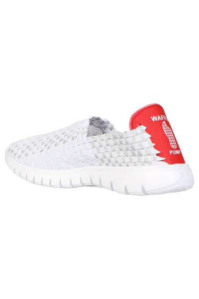 Waffle Pump Womens Casual White Silver Sneakers Comfy Slippers