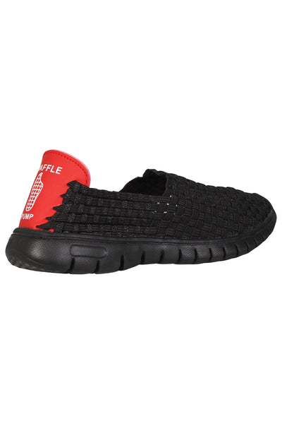 Waffle Pump Womens Casual Full Black Sneakers Comfy Slippers
