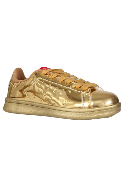 Waffle Pump Womens Metallic Gold Smith Sneakers