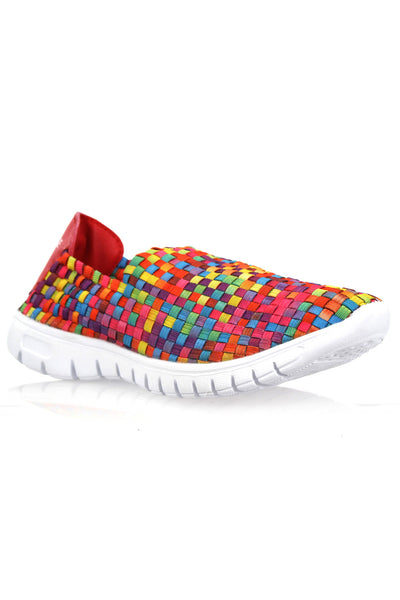 Waffle Pump Womens Casual Rainbow Sneakers Comfy Slippers