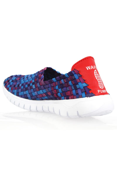 Waffle Pump Womens Casual Multi Blue Sneakers Comfy Slippers