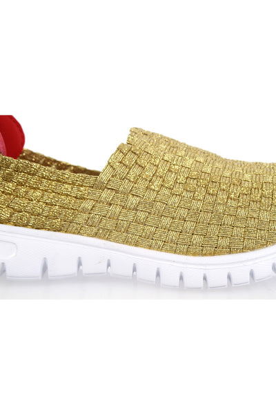 Waffle Pump Womens Casual Gold Sneakers Comfy Slippers