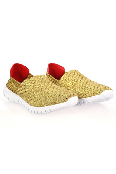 Waffle Pump Womens Casual Gold Sneakers Comfy Slippers